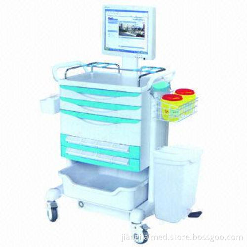 Wireless Nursing Trolley/Mobile Computer Trolley/Trolley for Treatment, with ABS Plastic